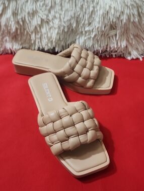 Silent D Braided Slide Nude Sandals